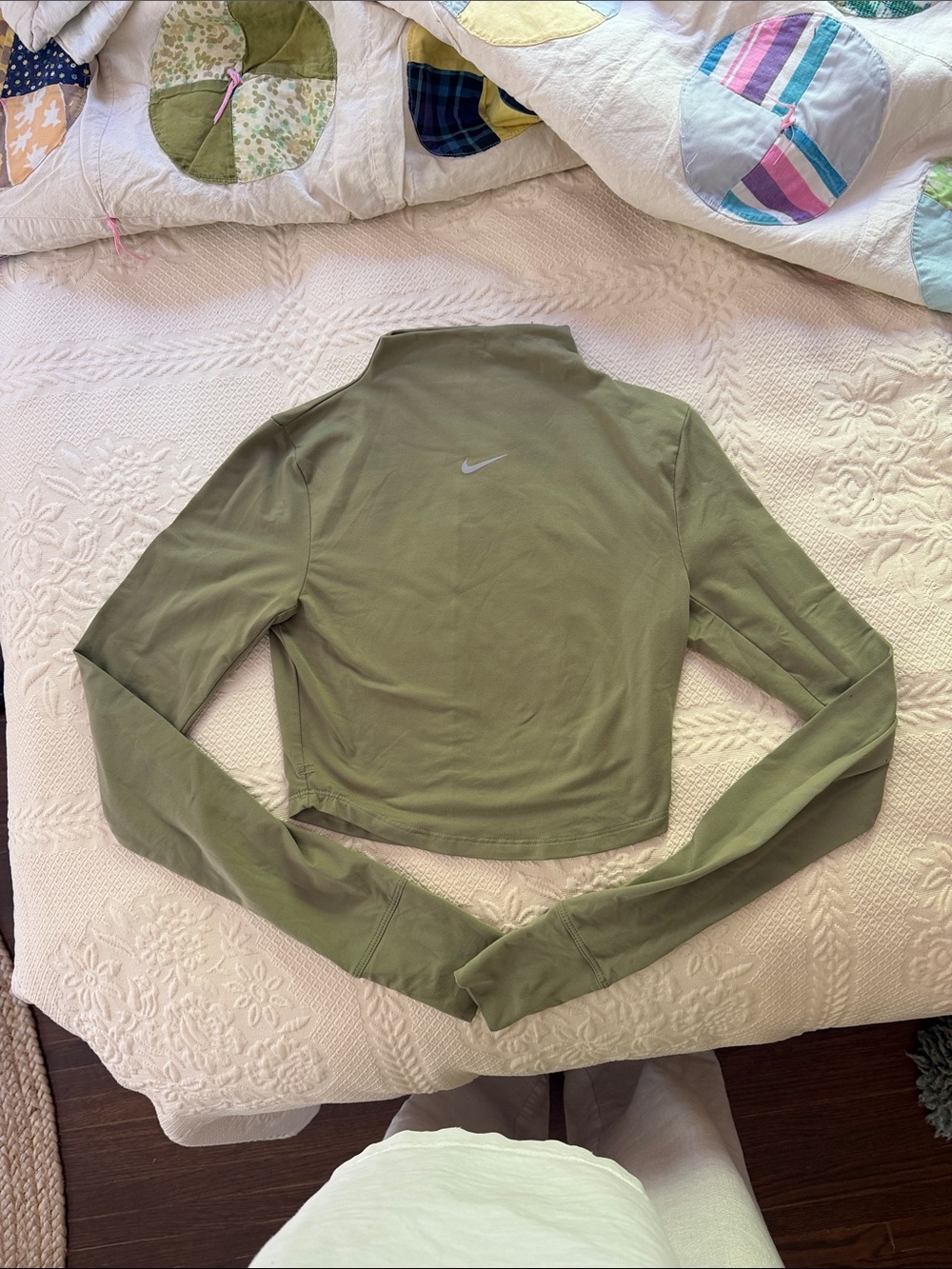 Nike Olive Green Mock Neck Crop Top Track with Reflective Swoosh